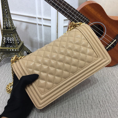 CHANEL Le Boy Medium Gold tone Caviar 8 Colors✨ - onlinechics.com