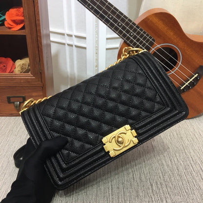 CHANEL Le Boy Medium Gold tone Caviar 8 Colors✨ - onlinechics.com