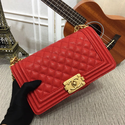 CHANEL Le Boy Medium Gold tone Caviar 8 Colors✨ - onlinechics.com