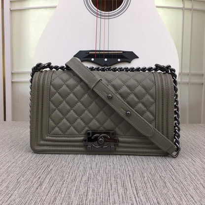 CHANEL Le Boy Medium Ruthenium tone Caviar 8 Colors✨ - onlinechics.com