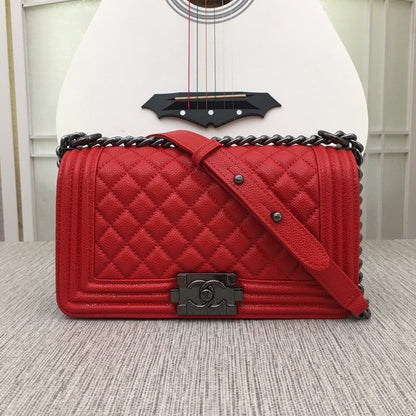 CHANEL Le Boy Medium Ruthenium tone Caviar 8 Colors✨ - onlinechics.com