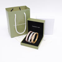 Van Cleef Style Perlée Pavé Bangle Bracelet –18K Gold Plated Women's Jewelry✨
