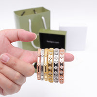 Van Cleef Style Perlée Pavé Bangle Bracelet –18K Gold Plated Women's Jewelry✨