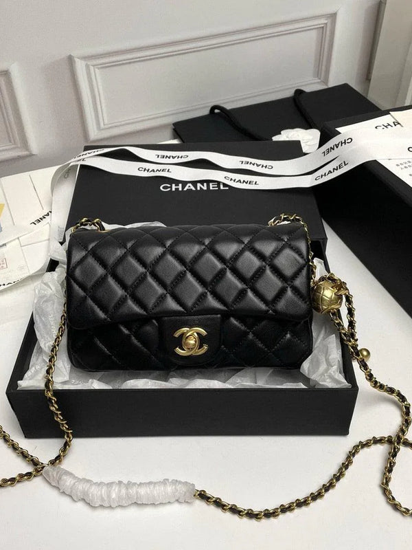 CHANEL  Flap Bag Beige Gold Ball 20cm ✨
