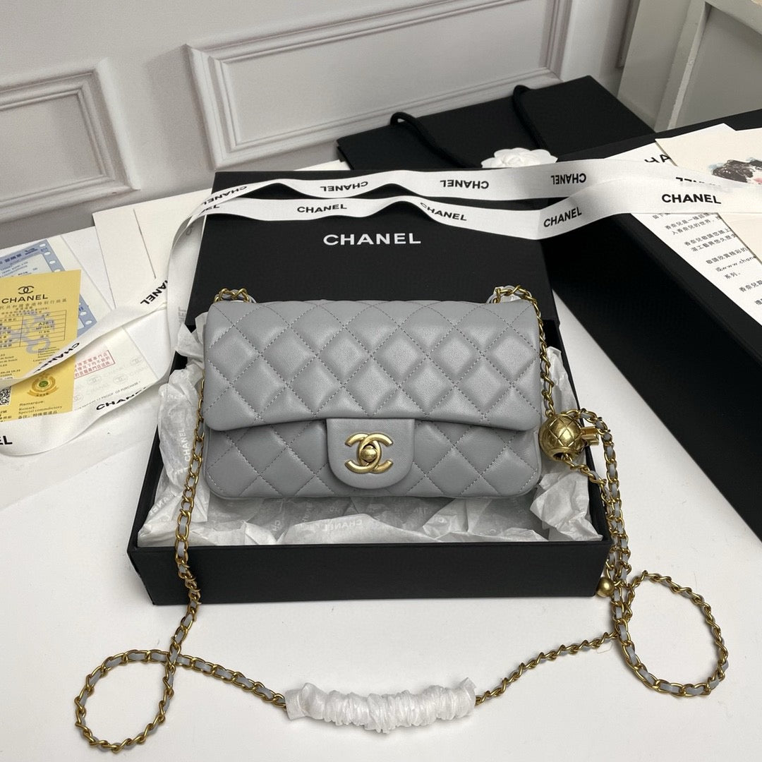 CHANEL  Flap Bag Beige Gold Ball 20cm ✨