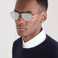 DIOR HOMME  NeoDior S4U Rectangle-Frame Gunmetal-Tone Sunglasses✨