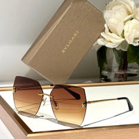 Bvlgari BV 40030 Serpenti Oversized Rimless Irregular Sunglasses ✨