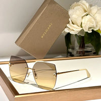 Bvlgari BV 40030 Serpenti Oversized Rimless Irregular Sunglasses ✨