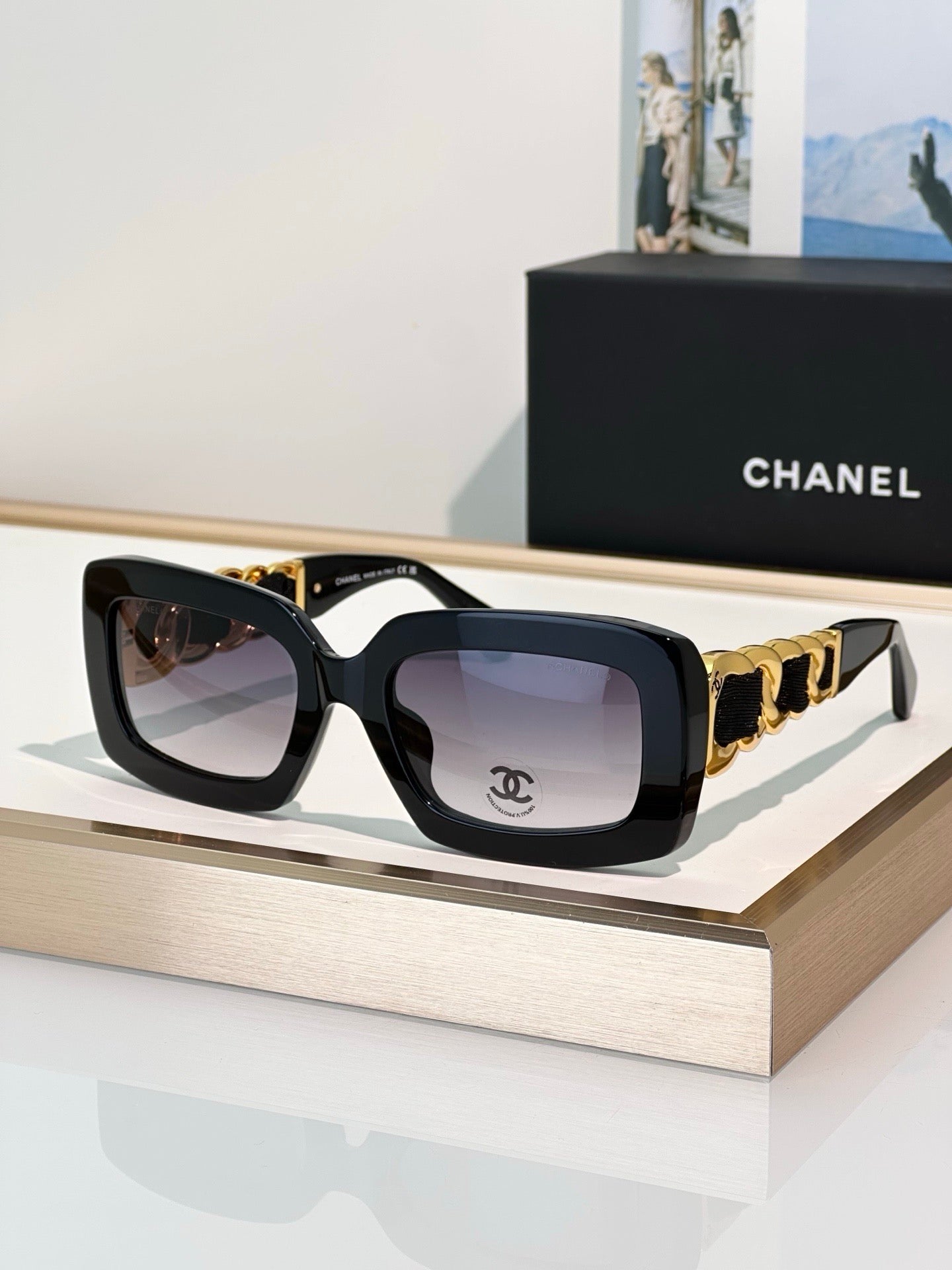 CHANEL 9183 EXCLUSIVE  RECTANGLE SUNGLASSES - Chanel Eyewear  🖤 - onlinechics.com