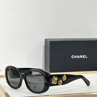 CHANEL 5113 Black Sunglasses W/ 3D Flower Side Detail   🖤