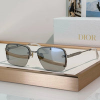 DIOR HOMME  NeoDior S4U Rectangle-Frame Gunmetal-Tone Sunglasses✨