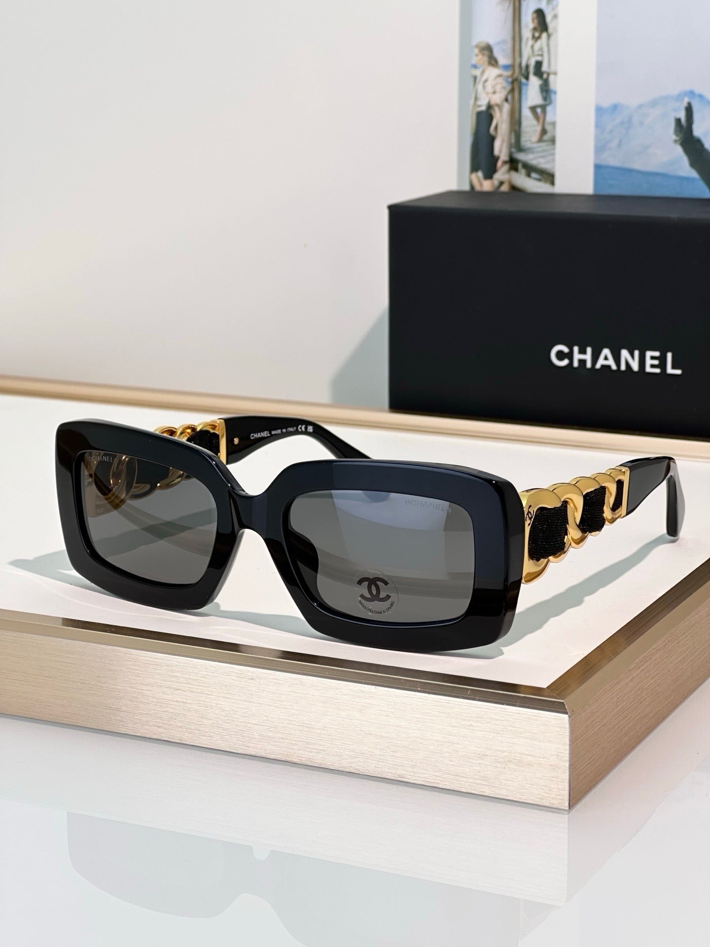 CHANEL 9183 EXCLUSIVE  RECTANGLE SUNGLASSES - Chanel Eyewear  🖤 - onlinechics.com