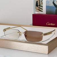 Cartier CT0544S 002 Gold Grey Rectangular Photochromic Unisex Sunglasses 🐆