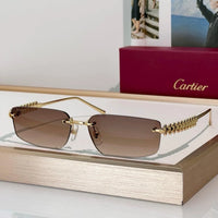 Cartier CT0544S 002 Gold Grey Rectangular Photochromic Unisex Sunglasses 🐆