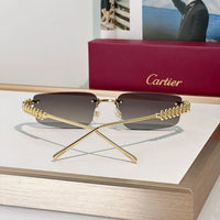 Cartier CT0544S 002 Gold Grey Rectangular Photochromic Unisex Sunglasses 🐆