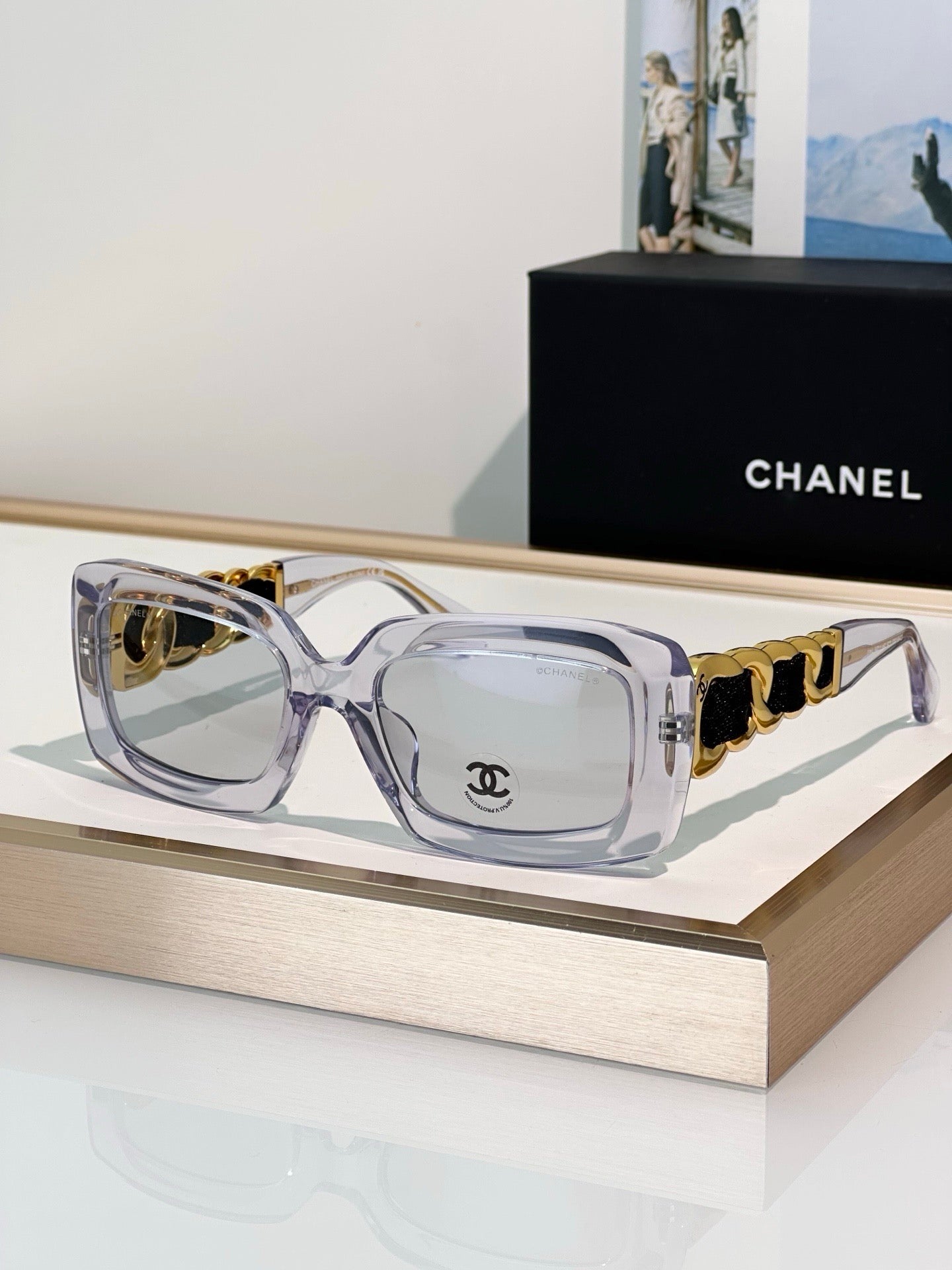 CHANEL 9183 EXCLUSIVE  RECTANGLE SUNGLASSES - Chanel Eyewear  🖤 - onlinechics.com