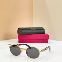 Cartier Première Round-Frame Gold-Tone and Wood  CT0464S Sunglasses 🐆 $3500
