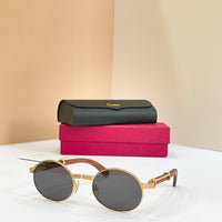 Cartier Première Round-Frame Gold-Tone and Wood  CT0464S Sunglasses 🐆 $3500
