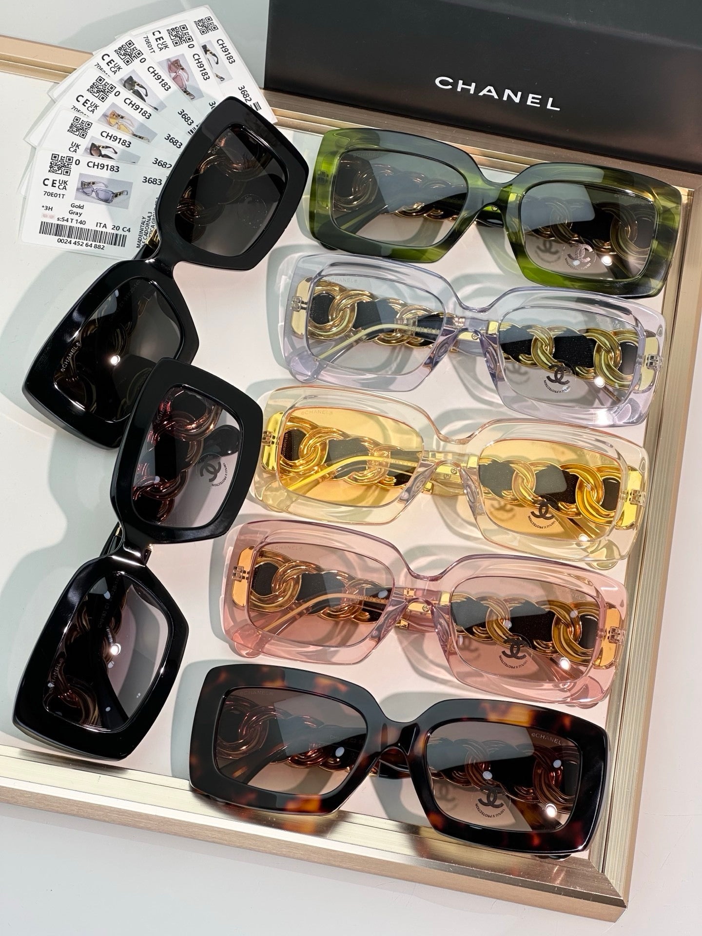 CHANEL 9183 EXCLUSIVE  RECTANGLE SUNGLASSES - Chanel Eyewear  🖤 - onlinechics.com