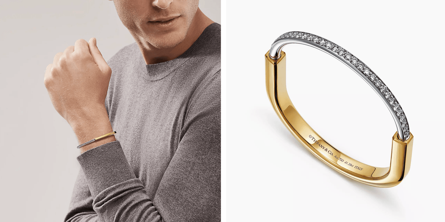Tiffany&Co 18k gold plated Unisex Unique Style Bangle lock bracelets fashion silver rose yellow gold with box fits 16-21 cm ✨ - buyonlinebehappy