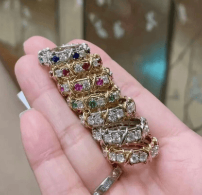 Tiffany&Co 18K Yellow Gold and Platinum Plate Estate Sixteen Stone Ruby and and Diamond Ring White-Yellow gold “X,” the popular symbol of love 6 models - buyonlinebehappy