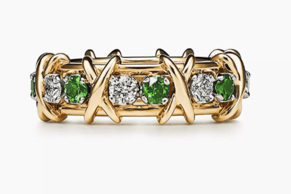 Tiffany&Co 18K Yellow Gold and Platinum Plate Estate Sixteen Stone Ruby and and Diamond Ring White-Yellow gold “X,” the popular symbol of love 6 models - buyonlinebehappy