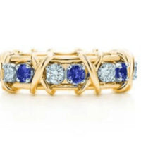 Tiffany&Co 18K Yellow Gold and Platinum Plate Estate Sixteen Stone Ruby and and Diamond Ring White-Yellow gold “X,” the popular symbol of love 6 models