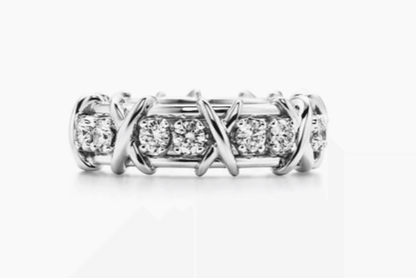 Tiffany&Co 18K Yellow Gold and Platinum Plate Estate Sixteen Stone Ruby and and Diamond Ring White-Yellow gold “X,” the popular symbol of love 6 models - buyonlinebehappy