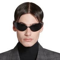 BALENCIAGA RAZOR CAT EYE BB0315 XL Black-Silver Sunglasses🏳️