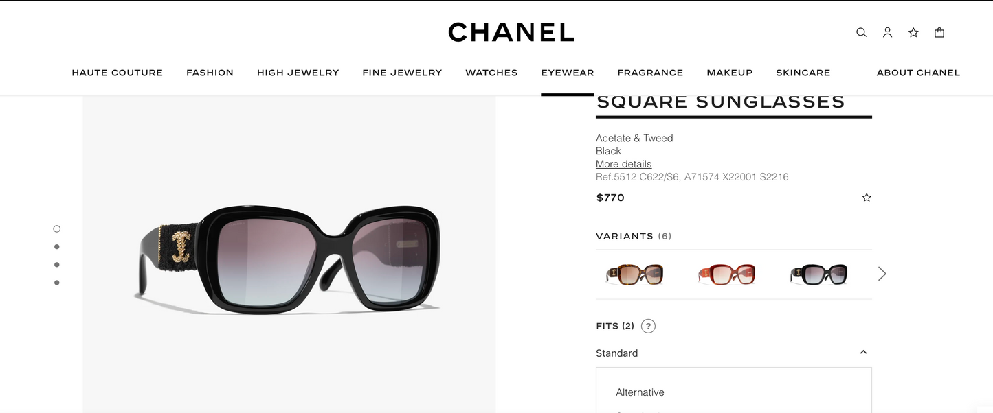 CHANEL 5512 Square Sunglasses Acetate & Tweed Black & Gold frame 6 Colors ✨ - buyonlinebehappy