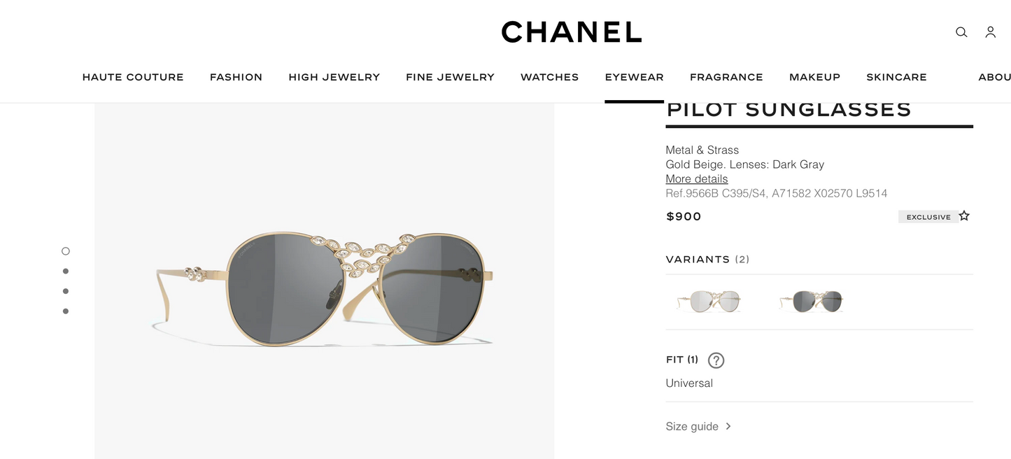 2024 CHANEL Pilot Metal & Strass Sunglasses 9566B 🖤 - buyonlinebehappy