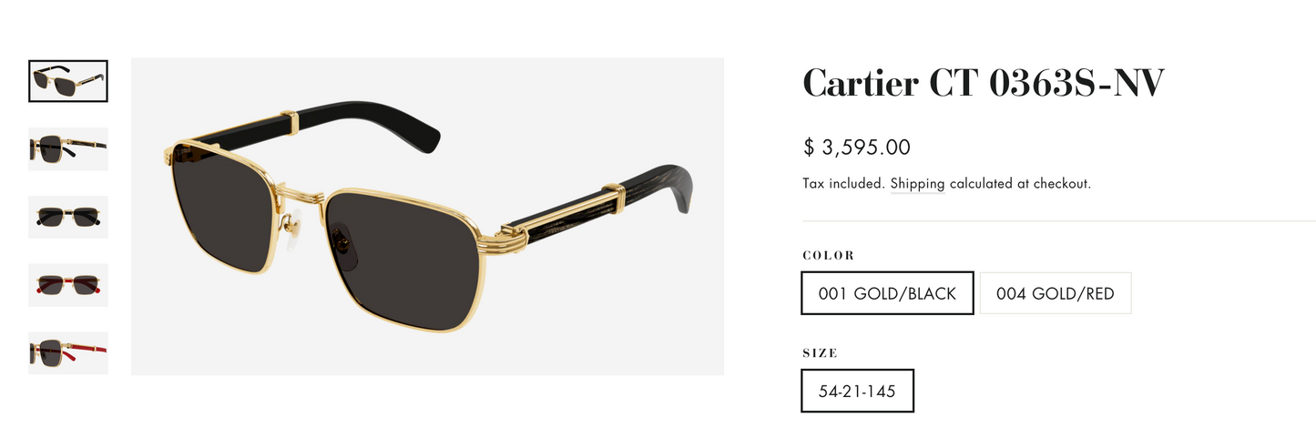 -  Cartier CT 0363S-NV Horn (Gold/Black) / Wood (Gold/Red)  $3495 ✨ - buyonlinebehappy