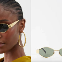 CELINE 40254 Triomphe hexagon-frame gold-tone and tortoiseshell acetate sunglasses ✨