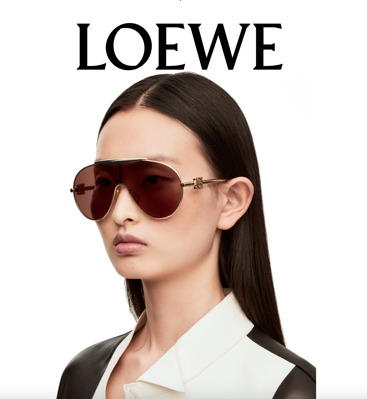 New Season LOEWE Spoiler aviator mask glasses in metal 40111U ✨ - buyonlinebehappy