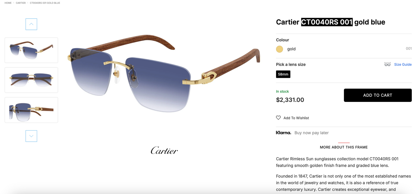 Cartier PREMIÈRE DE CARTIER CT0040RS  Sunglasses 🐆 $2300