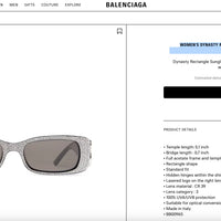 BALENCIAGA WOMEN'S DYNASTY RECTANGLE SUNGLASSES  👽 $1200