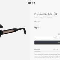 DIOR Christian Dior Label R1F Black and Beige Pantos Sunglasses  ✨