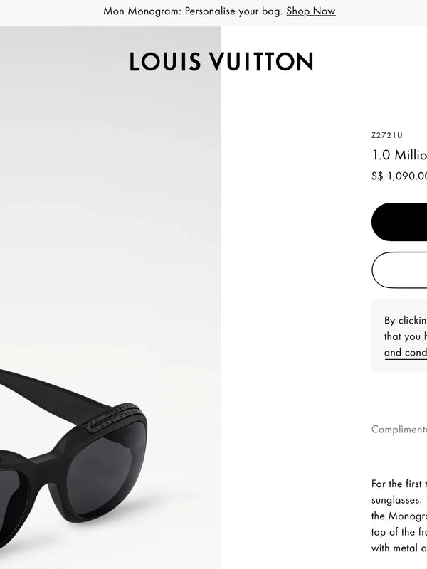 Louis Vuitton Z2721U 1.0 Millionaires Oval Sunglasses✨