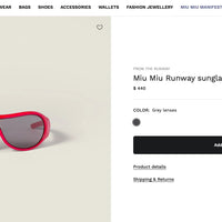 Miu Miu SMUB14 Runway  Women's Sunglasses ✨