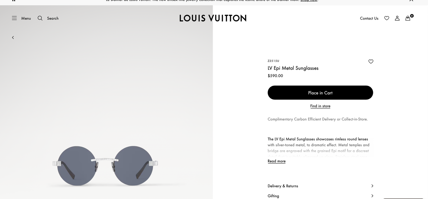 Louis Vuitton Z2515U LV Epi Metal Sunglasses ✨