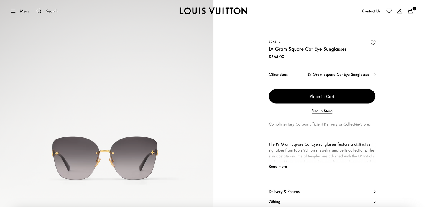 Louis Vuitton Z2459U LV Gram Square Cat Eye Sunglasses  ✨