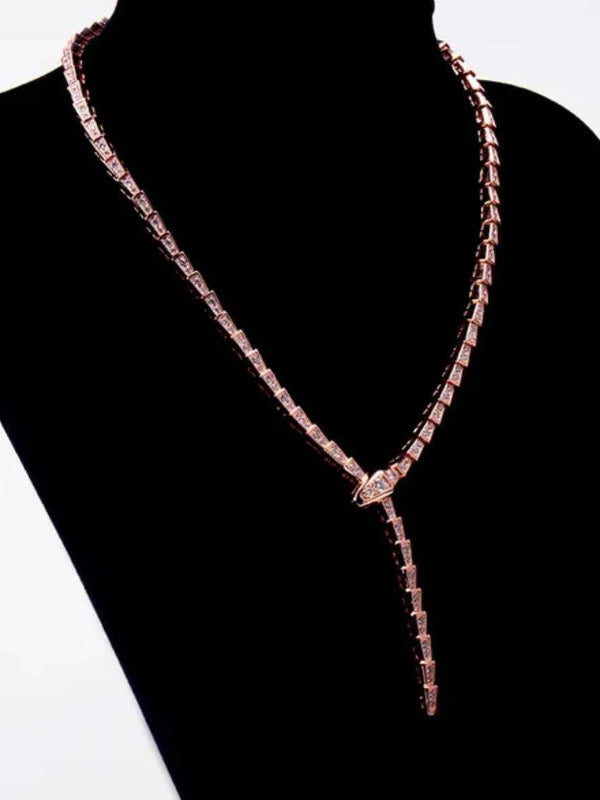 BVLGARI SERPENTI VIPER NECKLACE 18K Gold Plated Women's Jewelry GOLD-ROSE-WHITE  ✨
