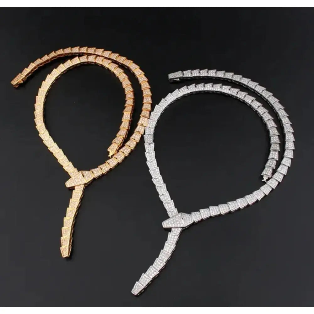 BVLGARI SERPENTI VIPER NECKLACE 18K Gold Plated Women's Jewelry GOLD-ROSE-WHITE  ✨