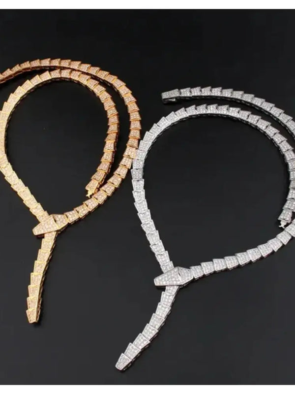 BVLGARI SERPENTI VIPER NECKLACE 18K Gold Plated Women's Jewelry GOLD-ROSE-WHITE  ✨