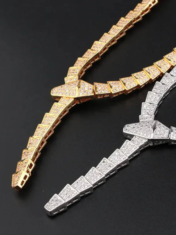 BVLGARI SERPENTI VIPER NECKLACE 18K Gold Plated Women's Jewelry GOLD-ROSE-WHITE  ✨