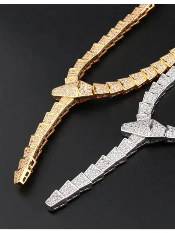 BVLGARI SERPENTI VIPER NECKLACE 18K Gold Plated Women's Jewelry GOLD-ROSE-WHITE  ✨