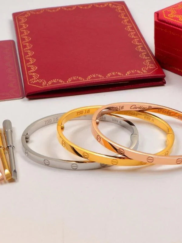 Cartier 18K Gold Plated Jewelry LOVE Bracelet yellow rose silver ✨