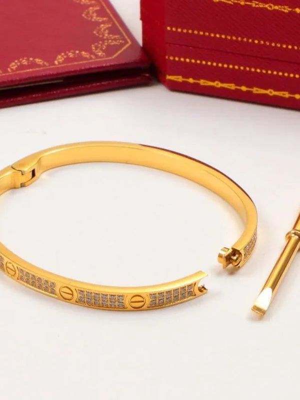 Cartier 18K Gold Plated Jewelry LOVE Bracelet yellow rose silver with Zircon✨