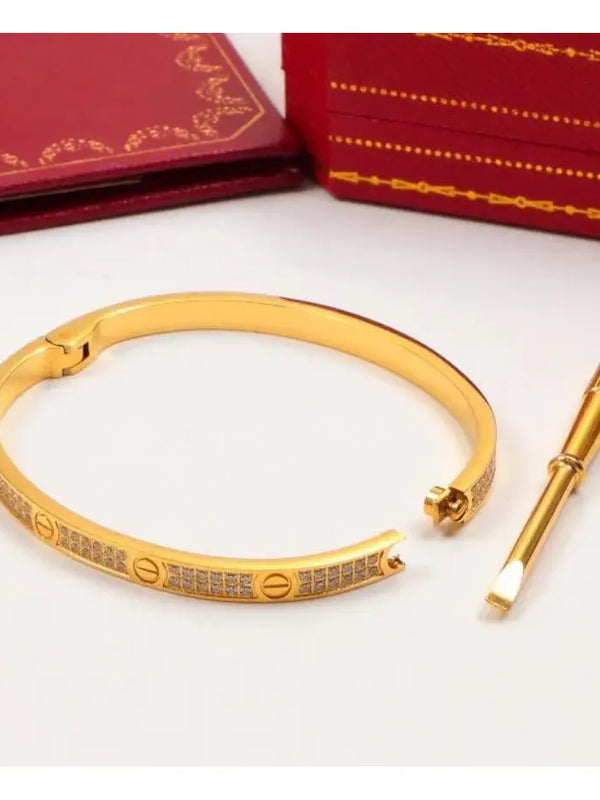Cartier 18K Gold Plated Jewelry LOVE Bracelet yellow rose silver with Zircon✨