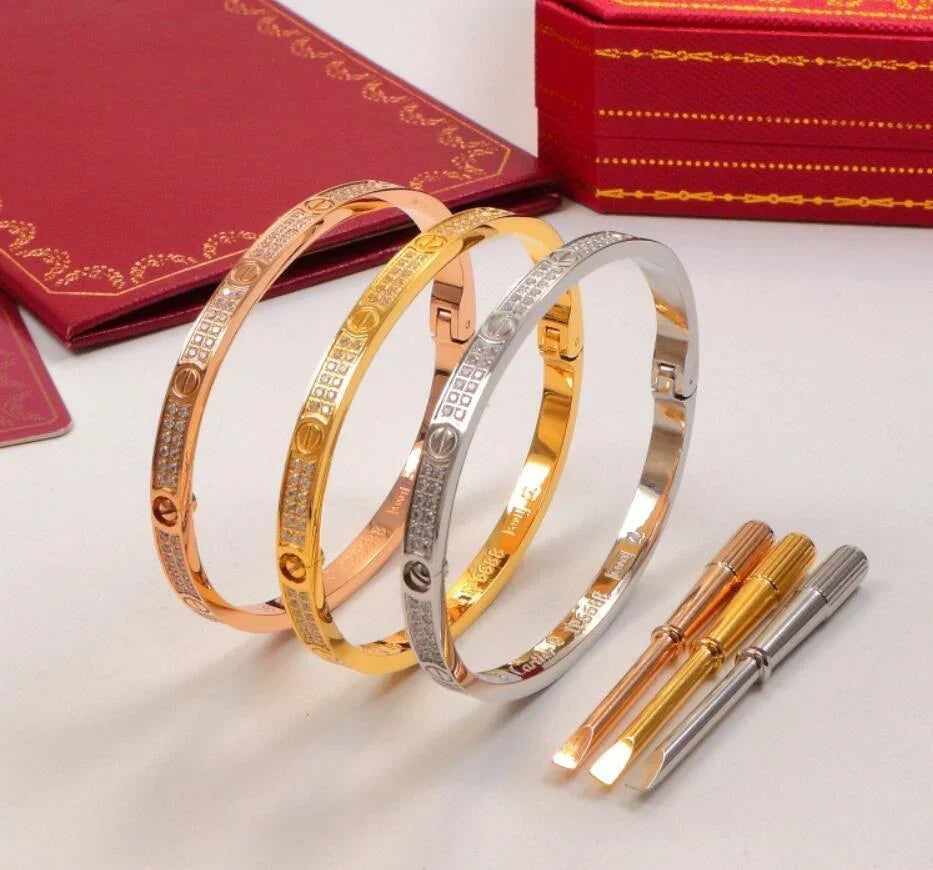 Cartier 18K Gold Plated Jewelry LOVE Bracelet yellow rose silver with Zircon✨